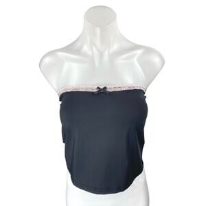 NEW Edikted Black Strapless Sleeveless Bandeau Bustier Crop Tube Tank Top Size S
